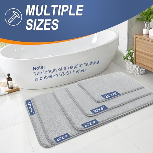 Memory Foam Bathroom Rug 59x35 Light Grey Absorbent Non-Slip Bath Mat
