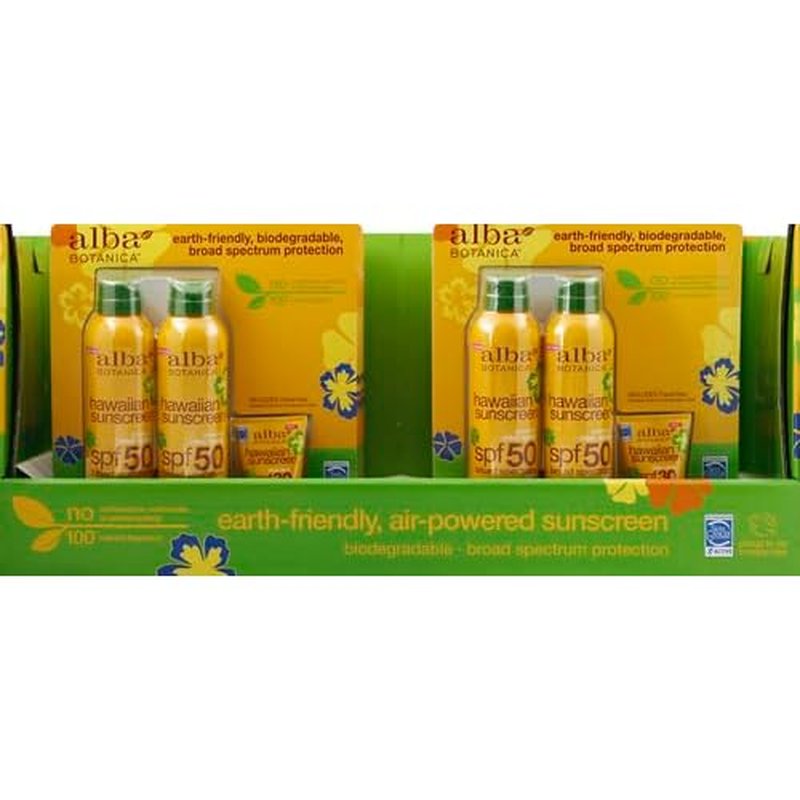 Alba Botanica Sunscreen Spray for Face and Body, Broad Spectrum SPF 50 Sunscreen, Hawaiian Coconut, Water Resistant and Biodegradable, 5 fl. oz. Bottle (Pack of 2)