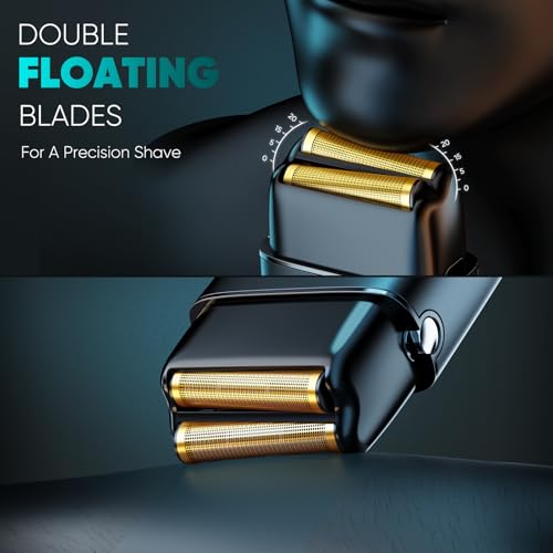 Electric Razor for Men Face, Electric Shavers for Men, Cordless Portable Rechargeable Waterproof Foil Shavers with LED Display, 3 Speeds, Travel Lock for Beard and Face Shaving (Black)