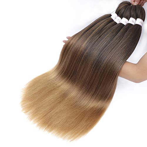 Pre-Stretched Braiding Hair Extensions 30 Inch - 8 Packs, Color 1B/30/27