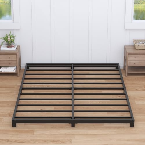 Queen Size Low Profile Bed Frame - 4 Inch Platform Metal Bed