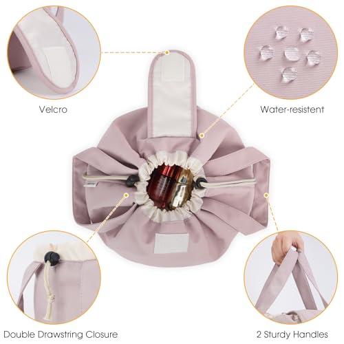 Barrel Drawstring Makeup Bag with Wide-open Make up Bag