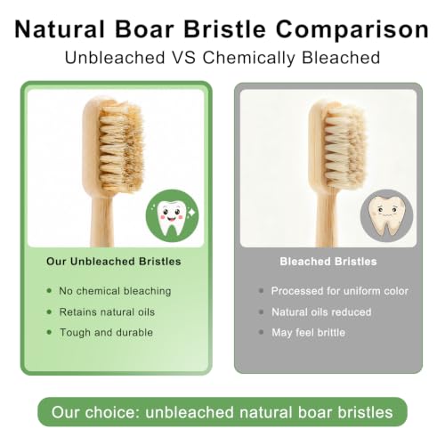 Eco-Friendly Bamboo Toothbrush with Boar Bristle - 4 Pack - Variation of Boar Toothbrush