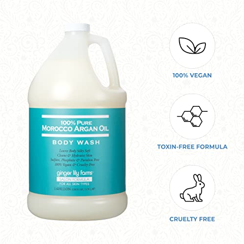 Argan Oil Body Wash 128oz - Pure Morocco Nourishing Shower Gel with Vitamins & Aloe Vera - Eco-Friendly & Cruelty-Free