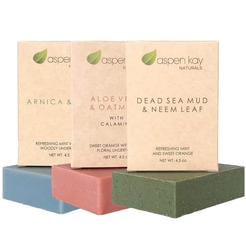 Soap Set - Made with Natural and Organic Ingredients. Gentle Soap. 1 Arnica & Mint - 1 Calamine Soap ? 1 Neem Soap - 4.5oz Bar