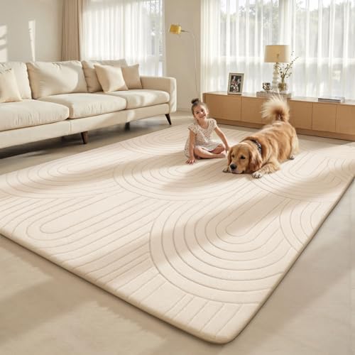 Milky White 6x9 Area Rug for Living Room & Bedroom - Soft Non-Slip Carpet