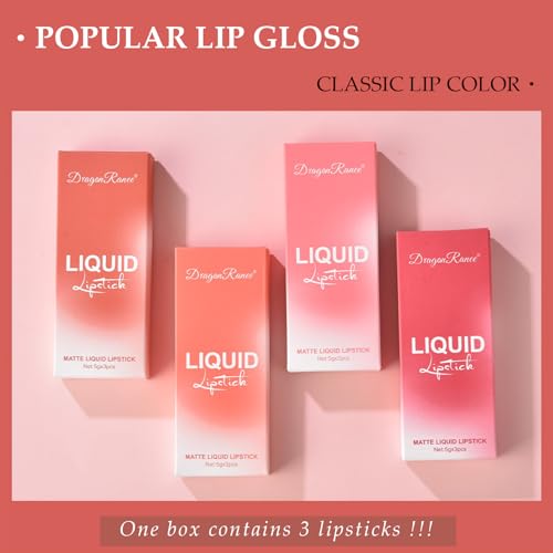 M?TYSUR3Pcs Matte Lipstick Set - Long Lasting & Smudge-Proof, Hydrating Non-Drying lip gloss for Women, Natural Finish with Rich Shades, Nourishing Lipstick for Women, Soft Matte Lip Cream