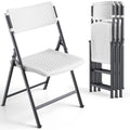 White Folding Chairs 4-Pack - Mesh Plastic & Metal Frame, Indoor Outdoor, Easy Storage