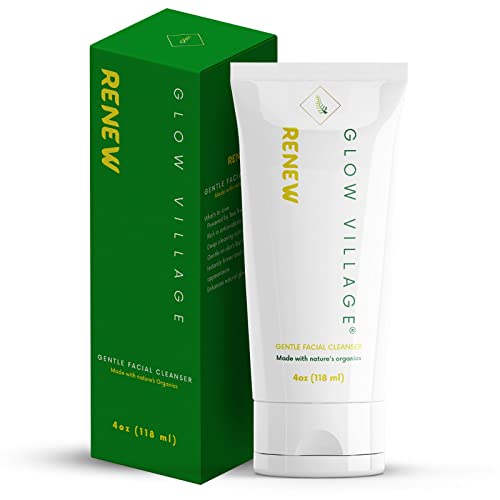 Renew Gentle Facial Cleanser with Botanical Hyaluronic Acid | Vegan, Organic | Deep Cleansing, Blemish-Fighting | For Sensitive and Combination Skin| Fragrance Free | 4 oz