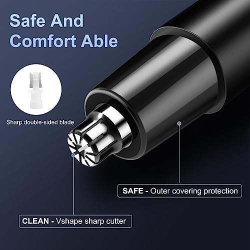 Professional Nose Hair Trimmer, LED Display, USB Rechargeable, Waterproof Double-Edge Blade for Men, Women, IPX7 Rated (Flat)
