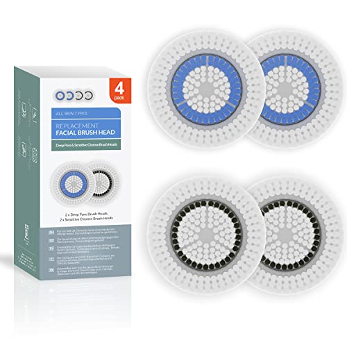 Brushmo Facial Cleansing Brush Heads Replacement Pack for Clarisonic - Deep Pore & Sensitive Variants