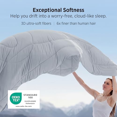 Cooling Comforter Queen - Grey, All Season Bed Blankets for Hot Sleepers