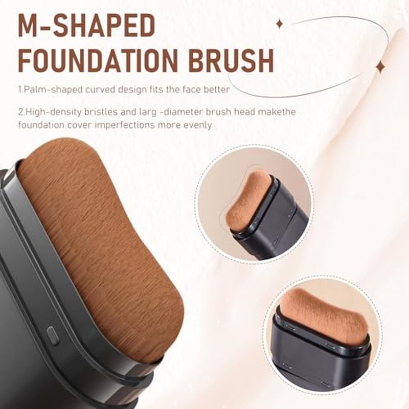 2PCS Foundation Stick, 2 in 1 Dual-Ended Long-Lasting Concealer Foundation Stick, Face Contouring foundation with Brush, Full Coverage Matte Finish for Face Makeup(02natural)