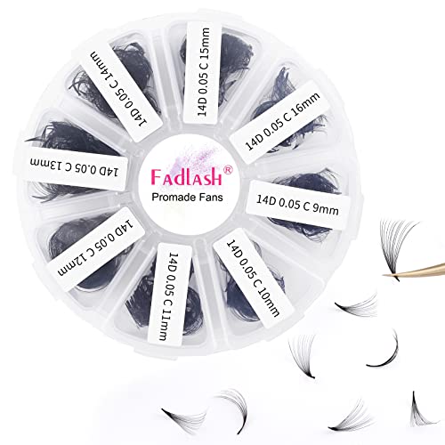 Premade Eyelash Extension Fans 1000pcs 14D 0.05C Mix 9-16mm - Handmade Volume Lashes