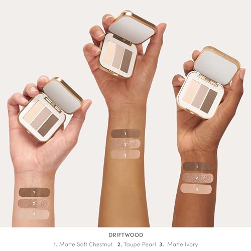 Jane Iredale PurePressed Eye Shadow Triple in Driftwood – Mineral Pigment, Long-Lasting & Crease-Resistant