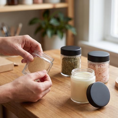 3 oz Glass Jars with Child-Resistant Black Caps - Bulk Storage for Cosmetics & Salves