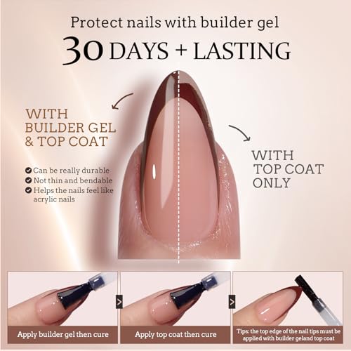 BTArtboxnails XCOATTIPS Press on Nails - French Tip Press on Nails Short Square, Skin Tones Soft Gel Nails False Nail Tips, Soak Off Acrylic Nails Extensions