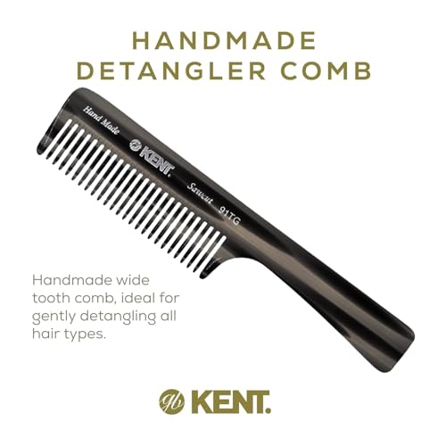 Kent 91TG Detangler Combs for Women Wide Tooth Hair Comb for Curly and Wavy Hair - Wet Hair Comb, Large Handle Wide Tooth Shower Comb for Hair for Effective Detangling Kent Comb