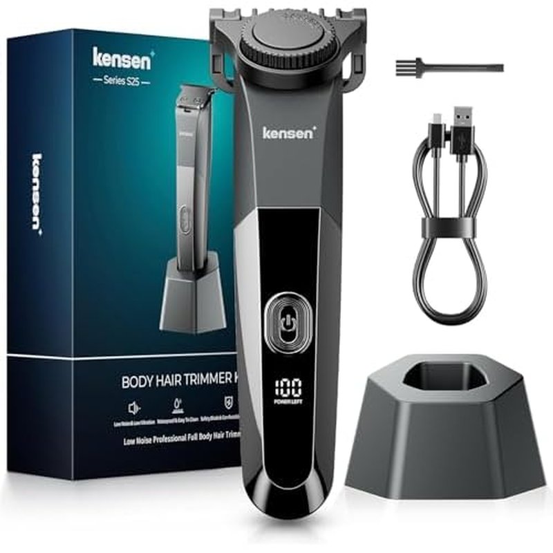 Body Hair Trimmer for Men,kensen Electric Groin & Pubic Hair Trimmer, Christmas Gift Rechargeable Ball Shaver Groomer, Mens Body Groomer Kit for Privates, Waterproof, Cordless for Wet/Dry Use