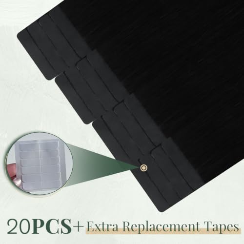 Ugeat 24 Inch Tape-In Hair Extensions Human Hair Black 50G 20pcs - Variation 1.#1 / 24in