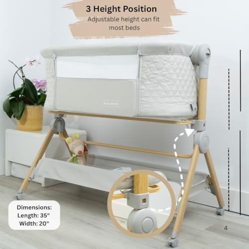 Portable Baby Bassinet Bedside Sleeper with Wheels & Adjustable Heights