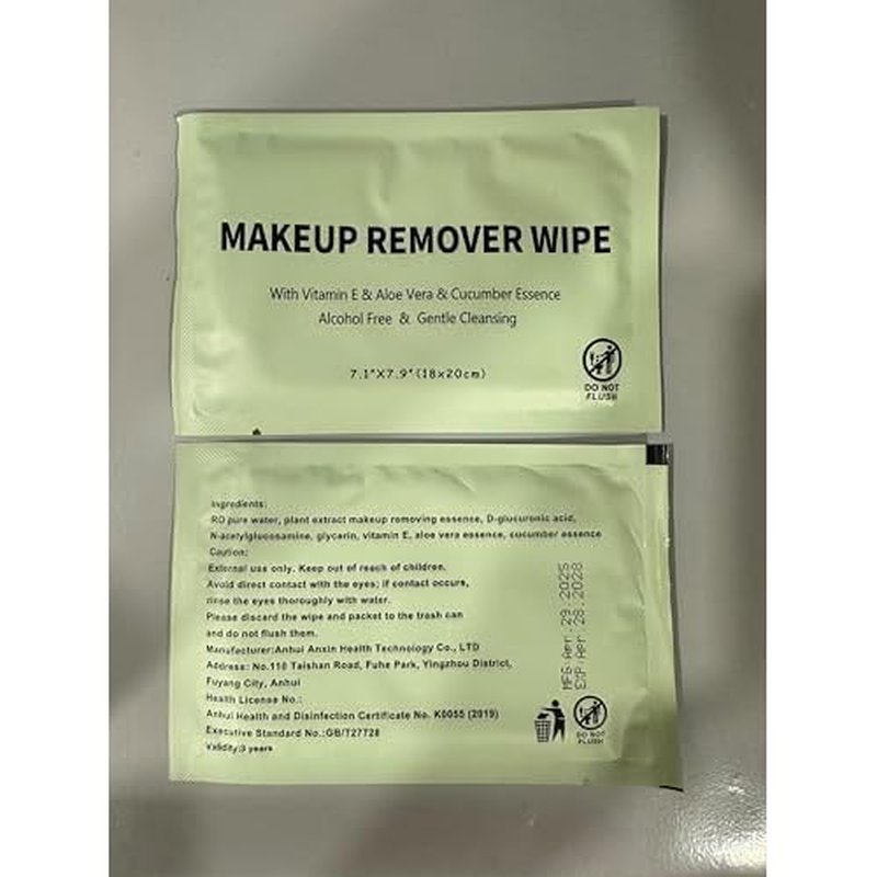 Makeup Remover Wipes Individually Wrapped, 120 Pcs Facial Cleansing Towelette Travel Size, Alcohol-Free, Gentle for Removing Makeup, Oil, Dirt