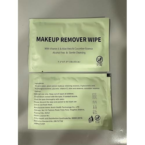 Makeup Remover Wipes Individually Wrapped, 300 Pcs Facial Cleansing Towelette Travel Size, Alcohol-Free, Gentle for Removing Makeup, Oil, Dirt