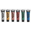 Cosmic Moon - Metallic Face Paint makeup for the Face & Body - 0.40fl oz - Create mesmerising metallic face paint designs! - Set of 6 - Includes: Silver, Gold, Rose Gold, Red, Green, Blue