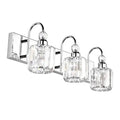 Round Chrome Modern LED Crystal Bathroom Vanity Lights 3-Light Fixture