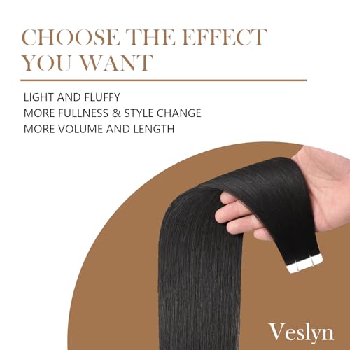 Remy Human Hair Tape-In Extensions 18 Inch #1B Natural Black - 50g 20PCS Variation