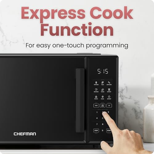 Countertop Microwave Oven 0.9 Cu. Ft., 900W, 10 Power Levels, 6 Presets, Black - Compact & Modern