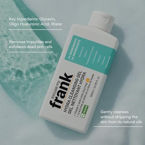 Excuse My Frank Hydra Cleansing Gel ? Hydrating Facial Cleanser for Men & Women, Korean Skincare, Daily Face Wash for Sensitive Skin, Vegan & Cruelty-Free (3 Pack)