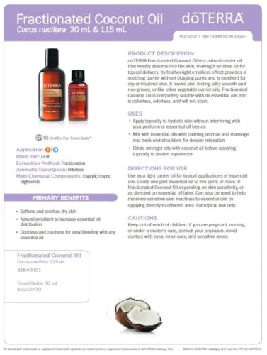 doTERRA Fractionated Coconut Oil 3.8 fl oz – Pure Carrier Oil