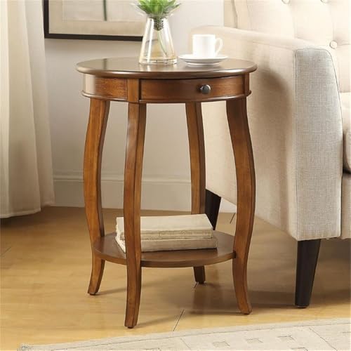Cherry Accent Side Table with Drawer & Shelf - 18" Walnut End Table