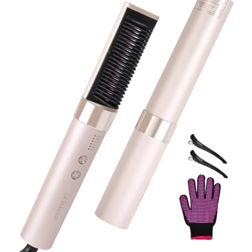 2-in-1 Hair Straightener Brush for Women, Adjustable Temperature, Ionic Plasma Technology