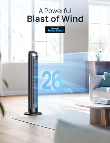 Black 40-Inch Tower Fan for Bedroom - 90° Oscillating Blower, Quiet Cooling
