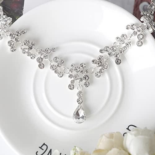 DS Rhinestone Wedding Tiara Crown for Brides, Goddess elf Princess Fairy Crystal Pendent Headband Leaf Cosplay Crown for women girls Hair Accessory for Brides Pageant Wedding Prom Birthday