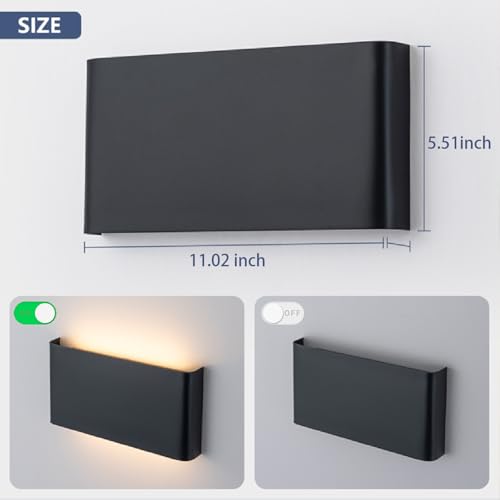 Black 4 Pack 15W Modern LED Wall Sconces - Up & Down Lights, Adjustable CCT