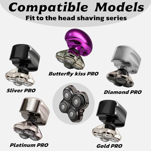 PRO 4 Head Replacement Blade Compatible with Pitbull Shaver Replacement Blade,Rotary 4 Blades Compatible with Skull Pitbull Gold/Silver/Platinum PRO,Blades Fit for Butterfly Kiss Head Shavers,1Pack.