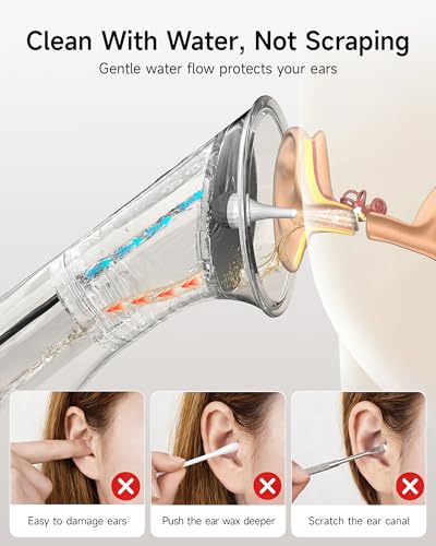 Electric Ear Wax Removal Kit with LED Display & Black & Transparent Nozzles