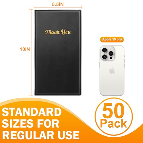Server Check Presenter Book Set - 50 Pcs Restaurant Guest Check Holders Variation of 50P