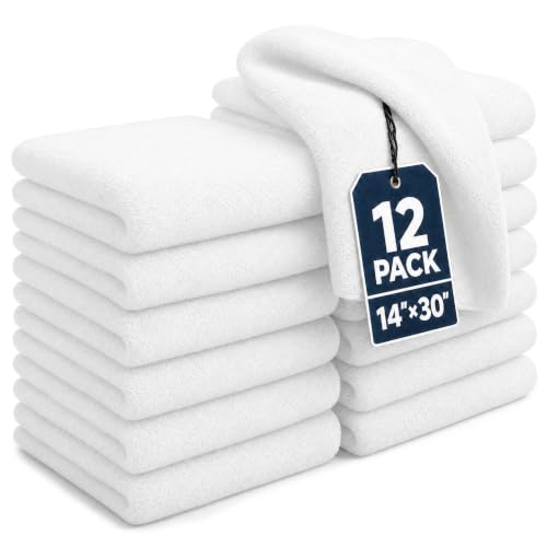 White Microfiber Salon Towels - 14 x 30 Inches, Pack of 12