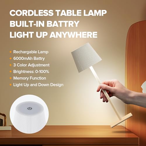 Cordless Table Lamp 4 Pack - Rechargeable Battery, Adjustable Heights, Waterproof, Touch Dimming, White