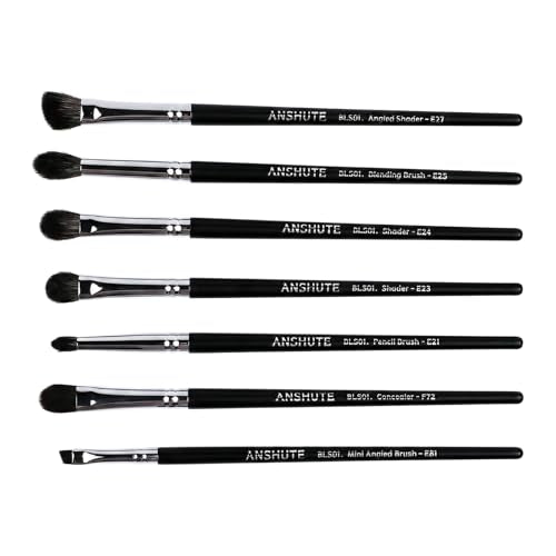 7-Piece Natural Goat Hair Eye Makeup Brush Set with Handle Labels