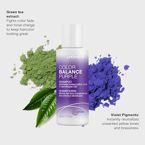 Joico Color Balance Purple Shampoo | For Cool Blonde or Gray Hair | Eliminate Brassy Yellow Tones | Boost Color Vibrancy & Shine | UV Protection | With Rosehip Oil & Green Tea Extract