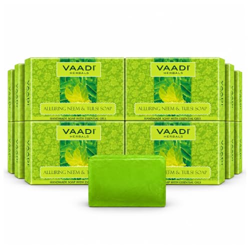 Neem Tulsi Soap - Handmade Cleansing Bar with Tea Tree Oil, Pack of 12
