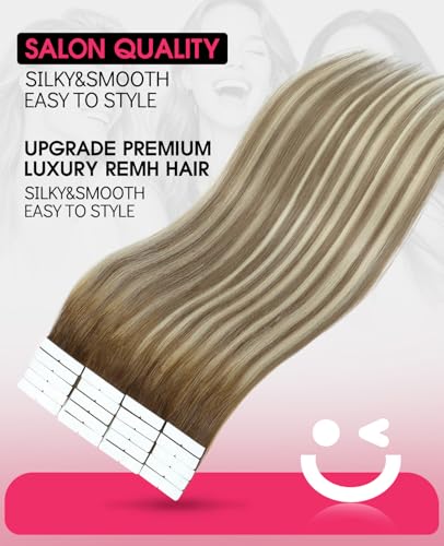 Youngsmile Blonde #3/8/22 Hair Extensions 20 Inch 45g - Walnut Brown to Ash Brown & Golden Blonde Variation