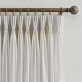 40W x 90L Linen Curtain Set - Natural Cream Triple Pinch Pleated Drapes for Living Room, 2 Panels