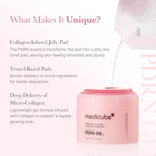 medicube Pink PDRN Day & Night Care Duo: Salmon DNA PDRN Caffiene Overnight Wrapping Peel Off Facial Mask and Salmon DNA PDRN Pink Collagen Jelly Pad