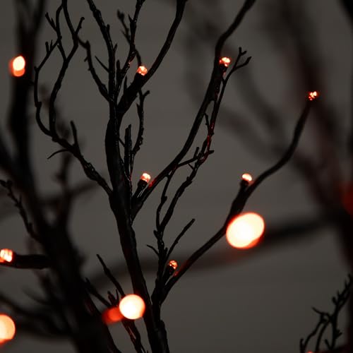 6ft Pre-Lit Halloween Black Twig Artificial Tree with Multicolor LED Lights
